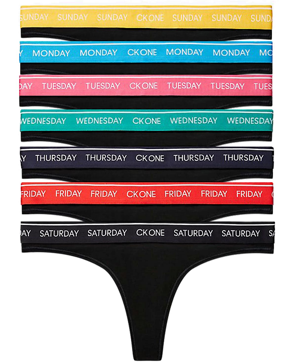 Calvin Klein Ck One Days Of The Week Thong Underwear Qf5937 Black –  CheapUndies