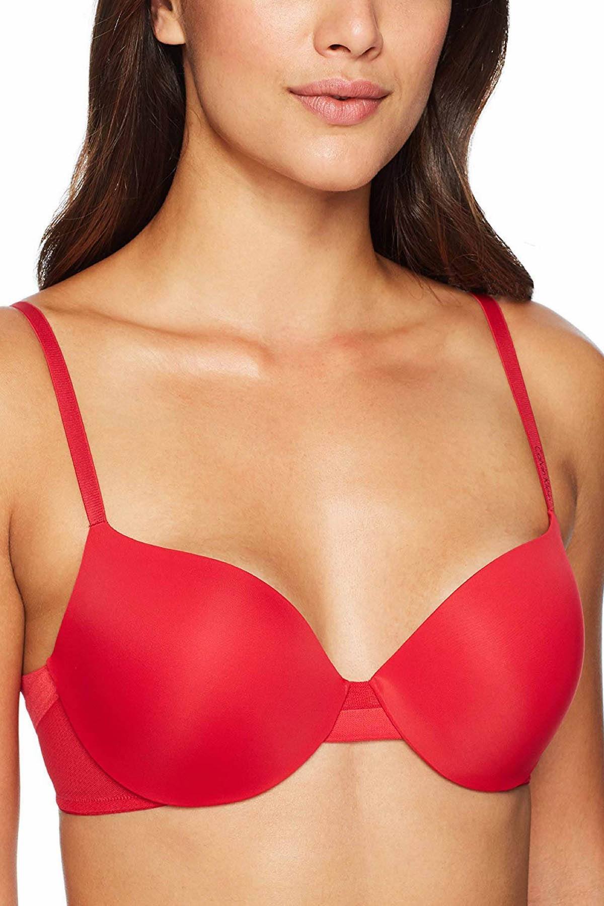 Buy Calvin Klein Lightly Lined Plunge Bra In Red