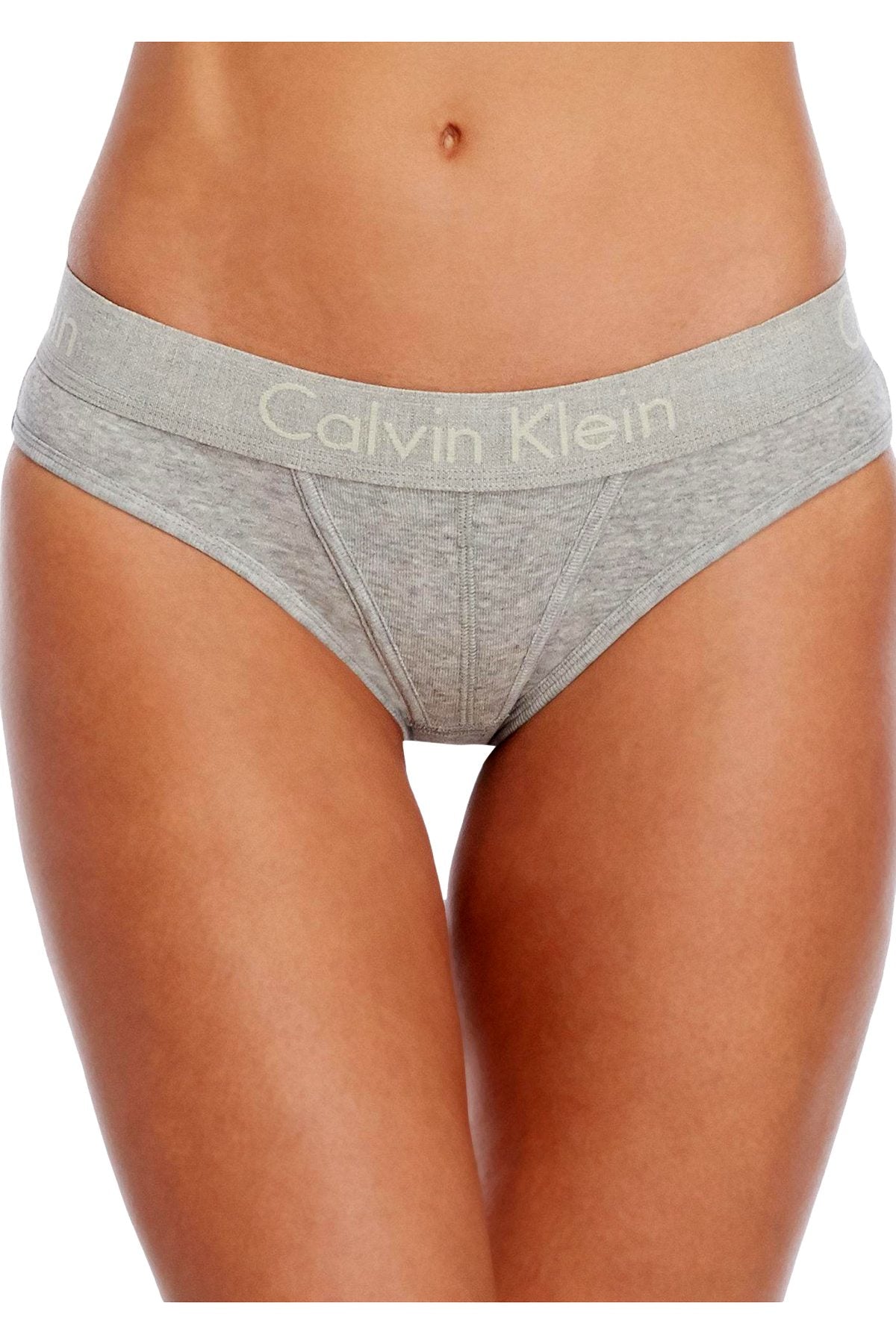 Calvin Klein Women’s Lace-Trim Bikini Panties, Gray, Small