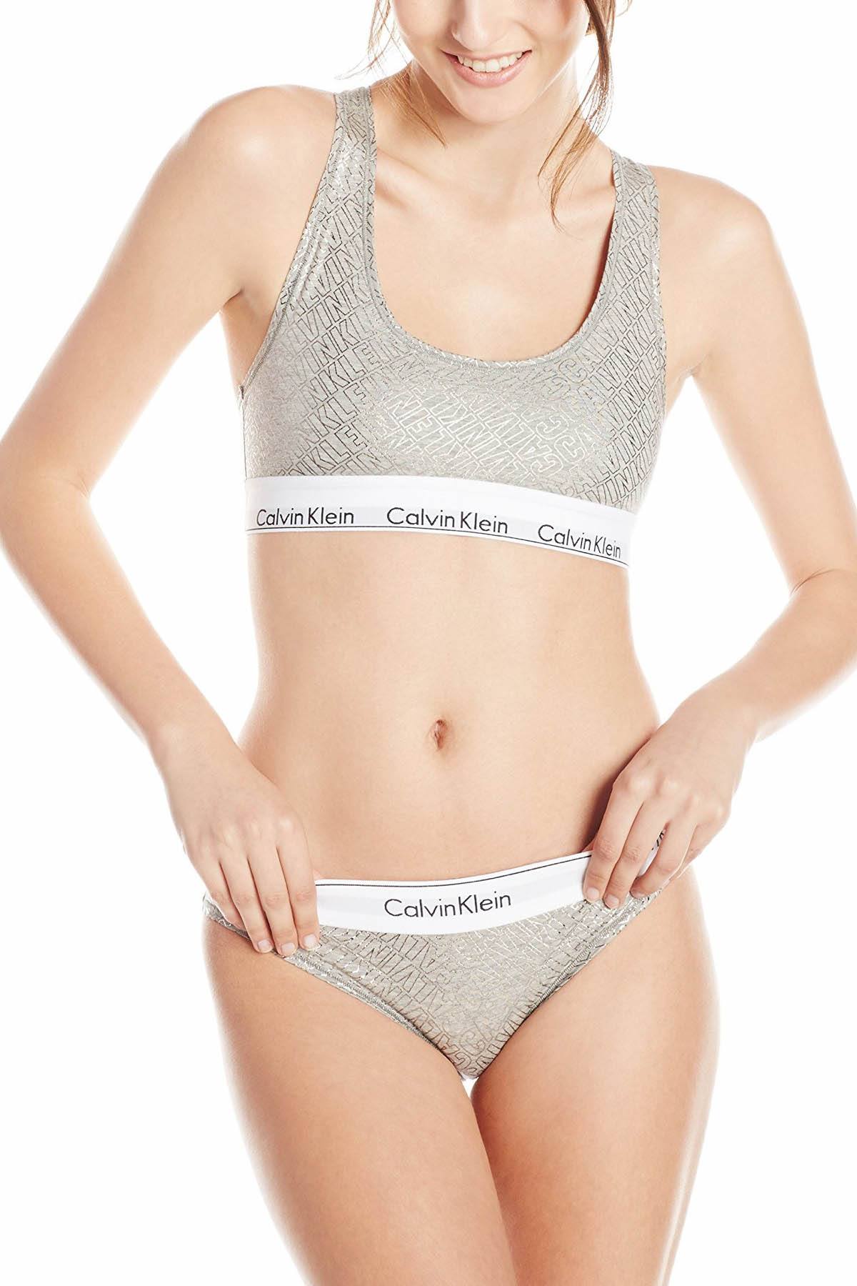 Calvin Klein Heather Grey Unlined Logo-Band Modal Blend Bandeau Bralet –  CheapUndies