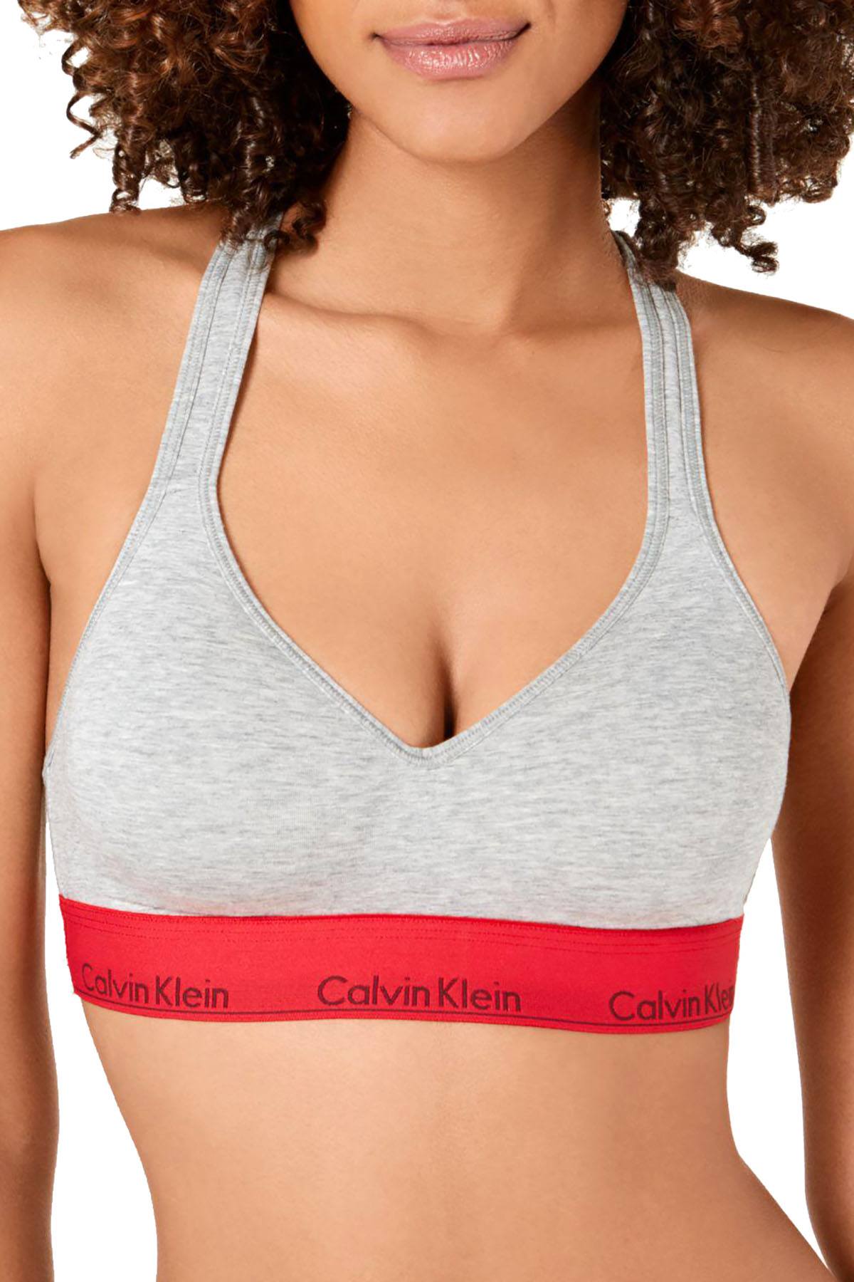 Womens Calvin Klein grey Padded Logo Bralette