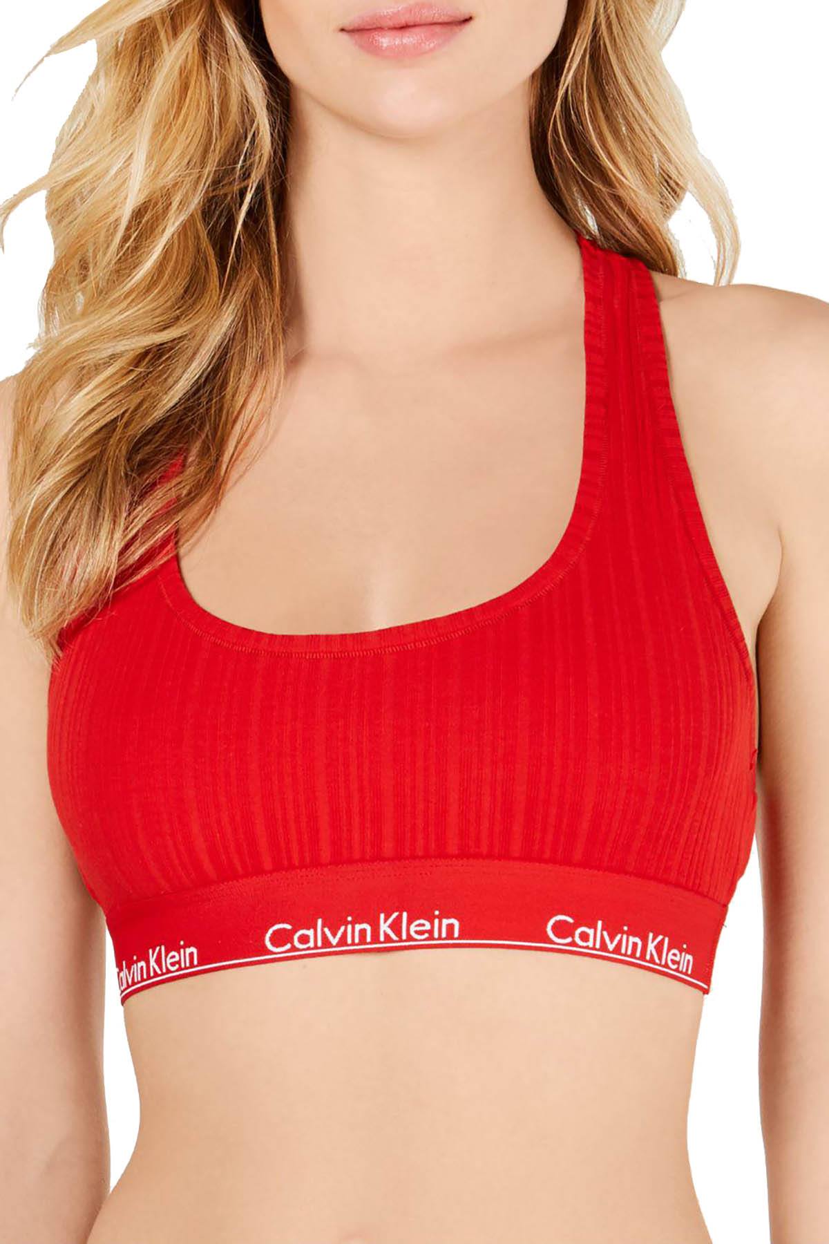 Calvin Klein Manic Red Modern Cotton Ribbed Unlined Bralette