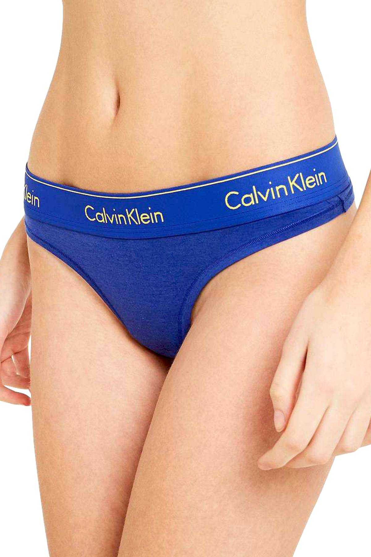 Calvin Klein Pure-Cerulean Modern-Cotton Logo-Waist Thong – CheapUndies