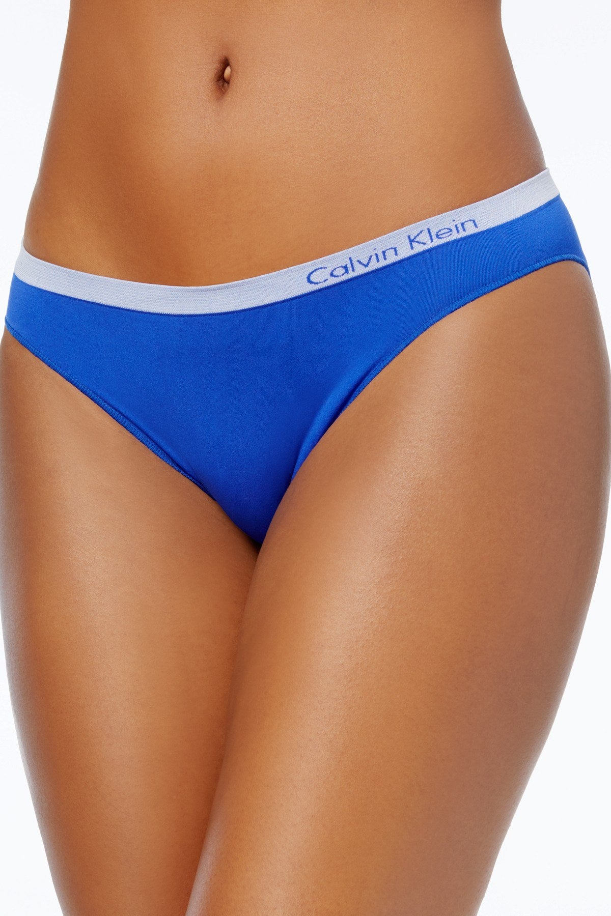 Calvin Klein Womens Seamless Logo Thong Polymer Blue