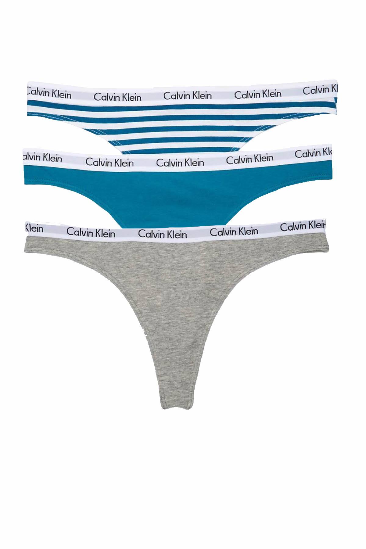 Calvin Klein Teal/Grey/Teal-Stripe Carousel Thong 3-Pack