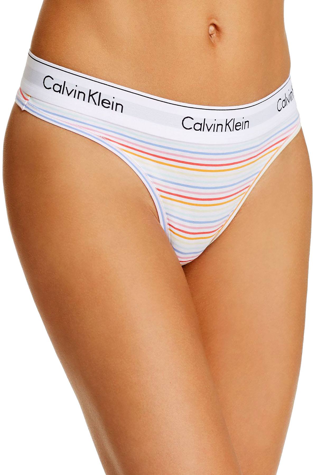 Calvin Klein White/Rainbow Modern Cotton Pride Thong – CheapUndies