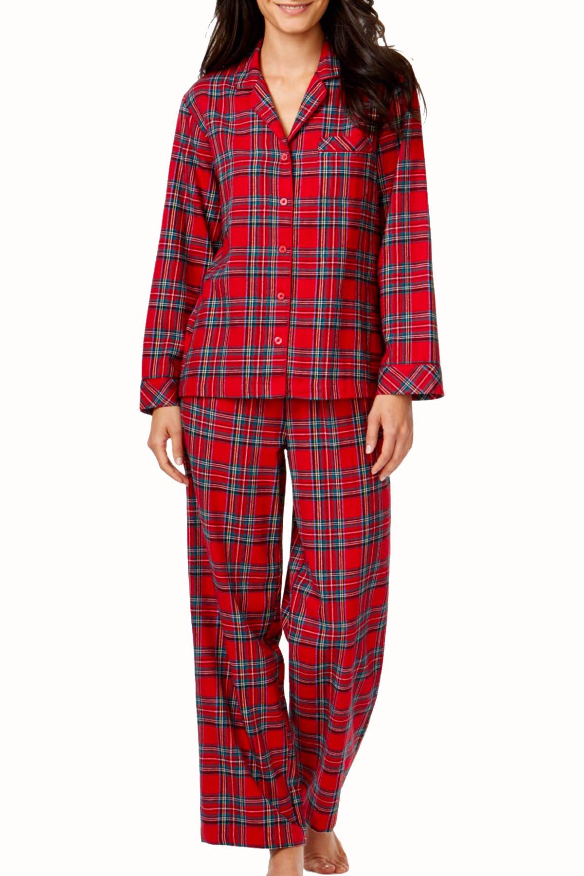 Charter Club Intimates Red Brinkley Plaid Pajama 2 Piece Set