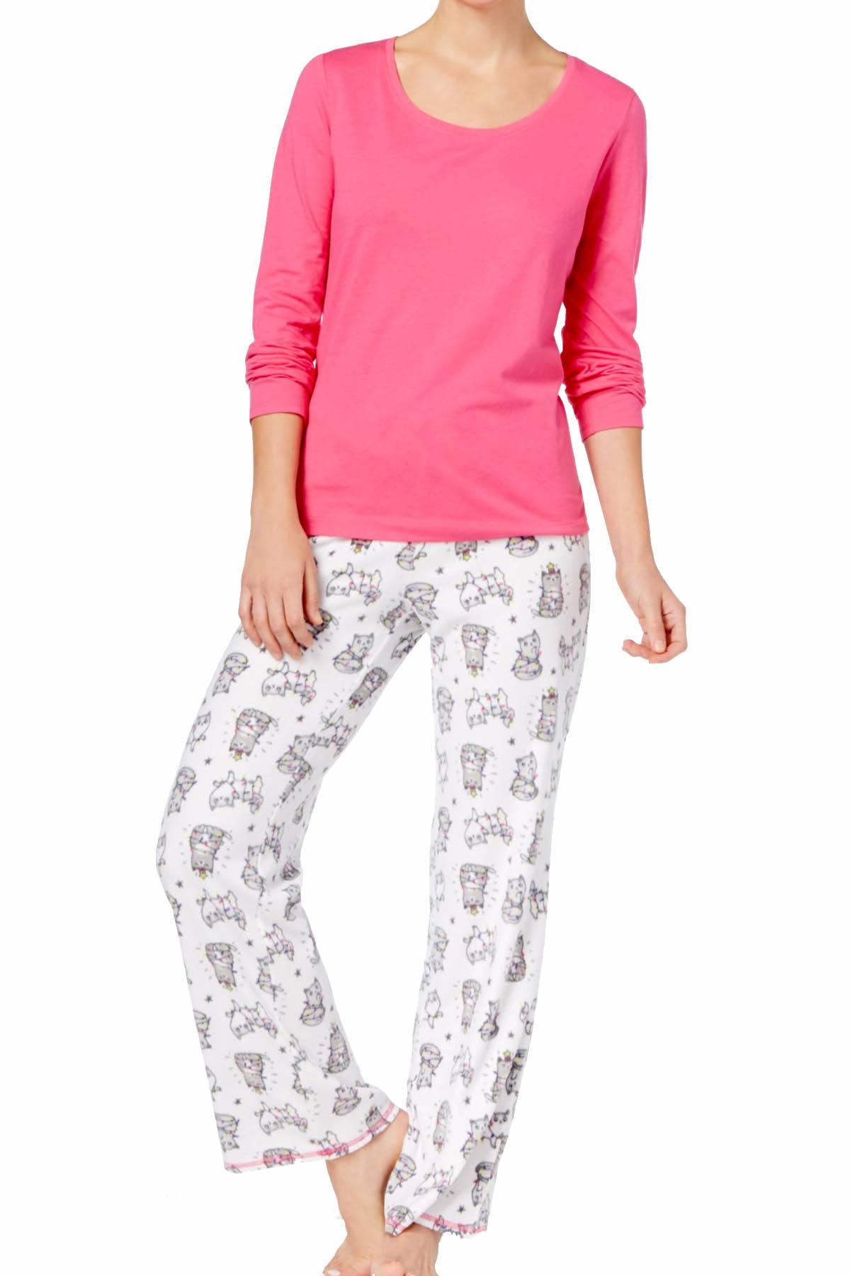 Jenni Women's Printed Fleece Wide-Leg Pajama Pants, Created for