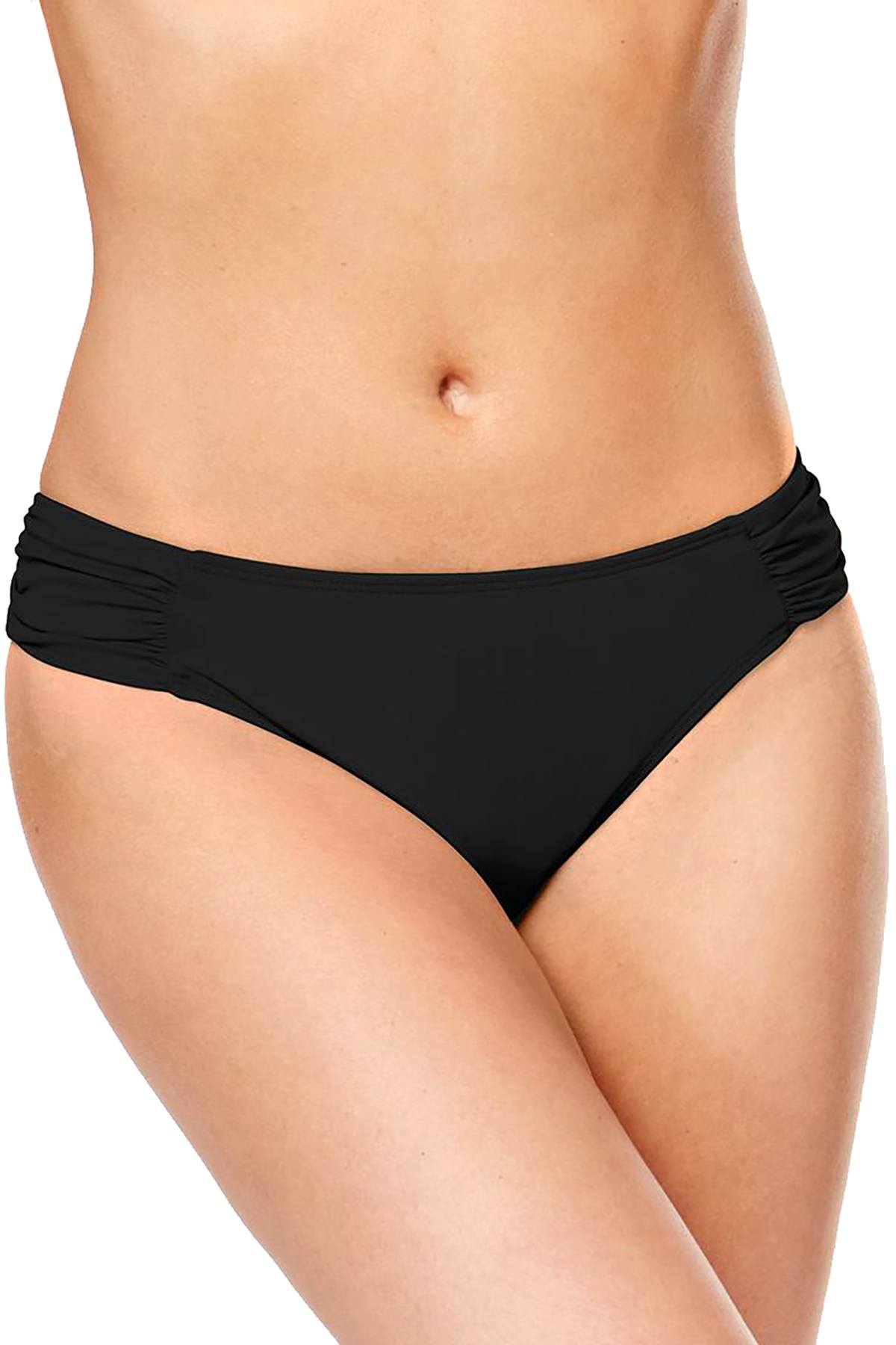 Lauren Ralph Lauren Shirred Side Tab Hipster Bikini Bottoms, Black