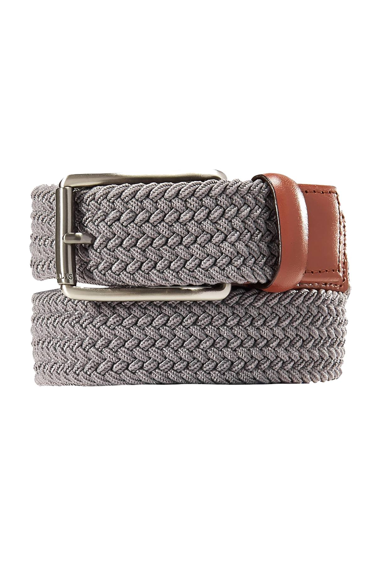 Perry Ellis Portfolio Grey Leather Trim Webbed/Woven Stretch Belt –  CheapUndies