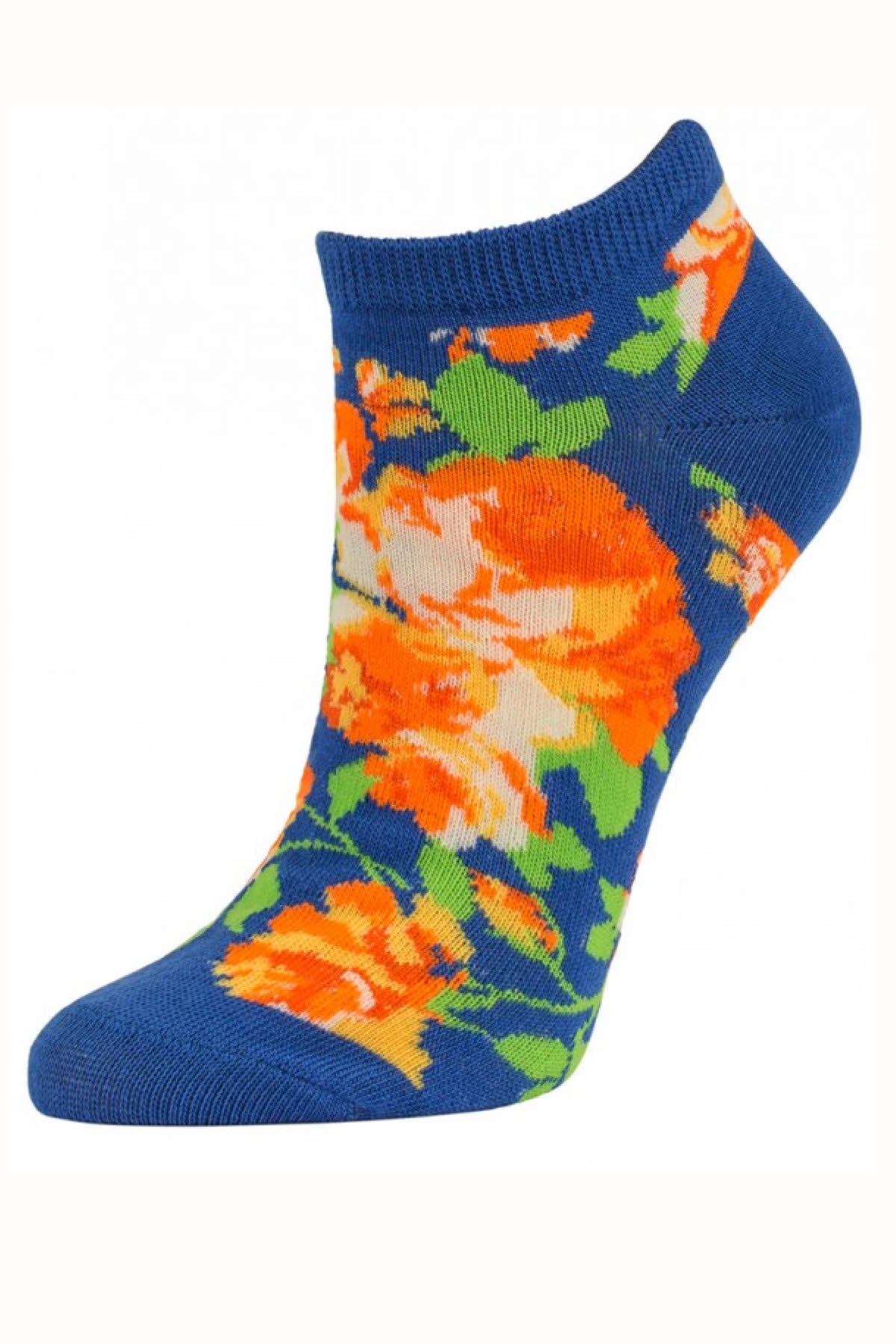 Sofra Blue Floral No Show Socks 2-Pairs – CheapUndies