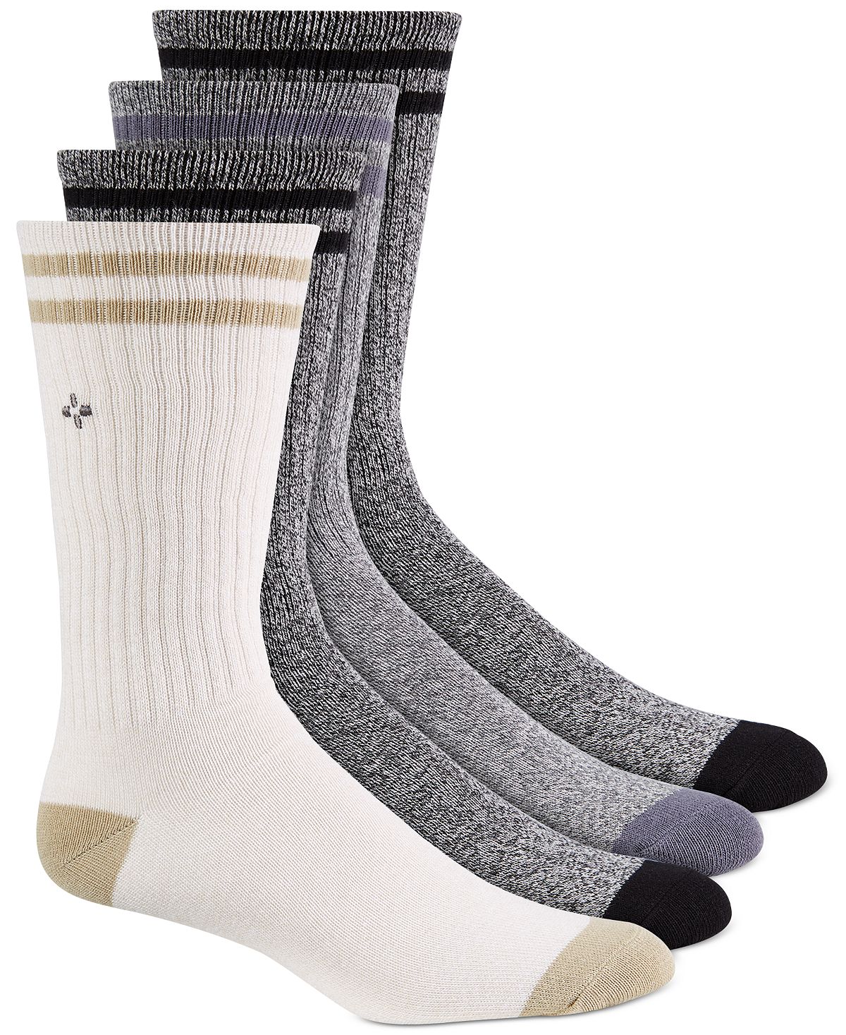 Sun + Stone Sun + Stone 4-pk. Double Stripe Crew Socks Grey