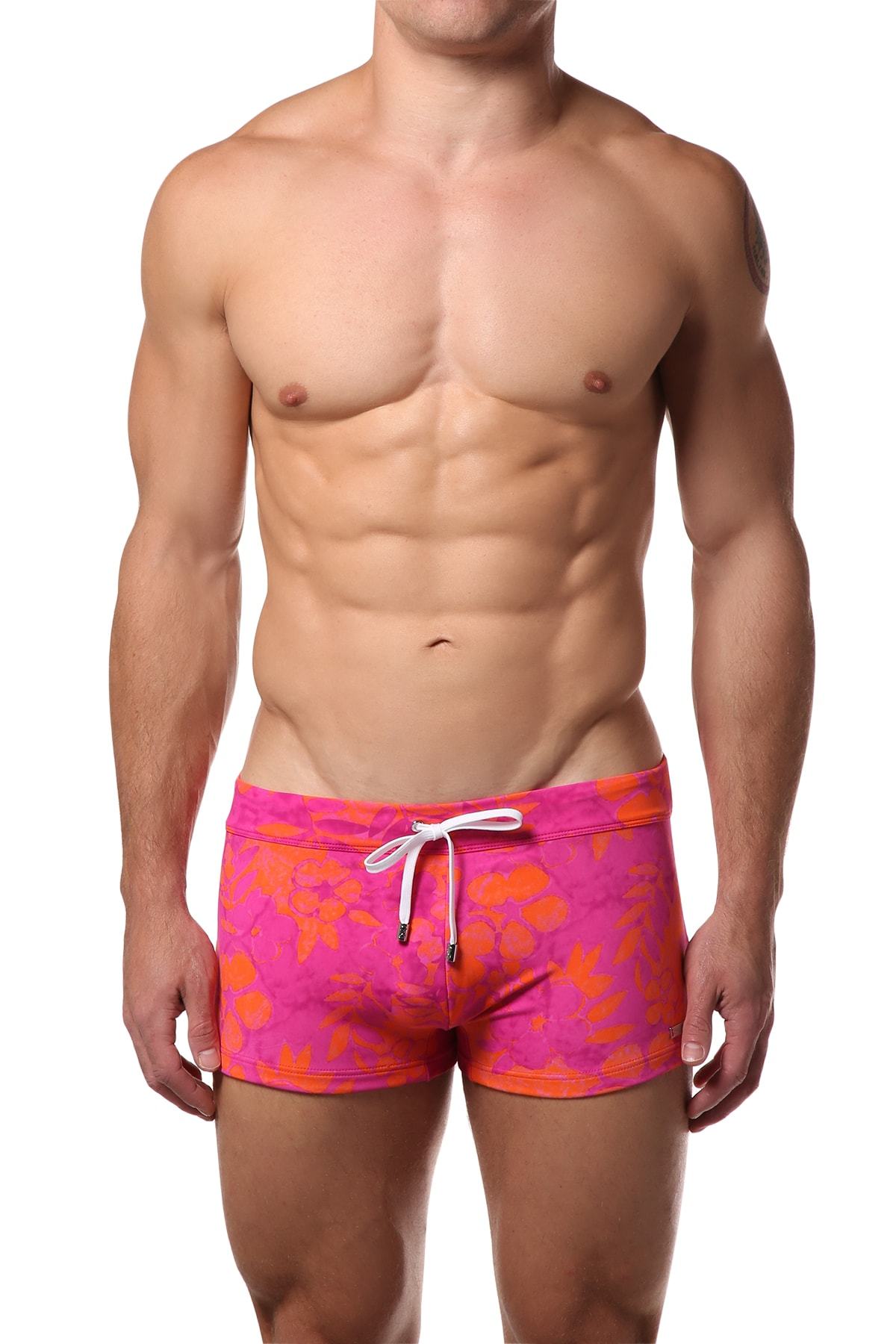 2(X)IST Fuchsia Tie-Dye Floral Swim Trunk