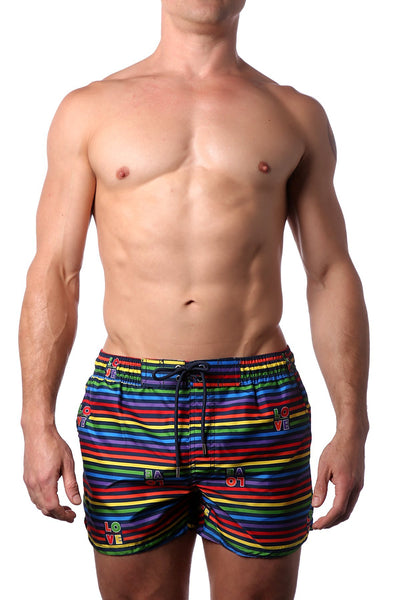 2(x)ist Essential Ibiza Rainbow-print Swim Shorts Love Stripe