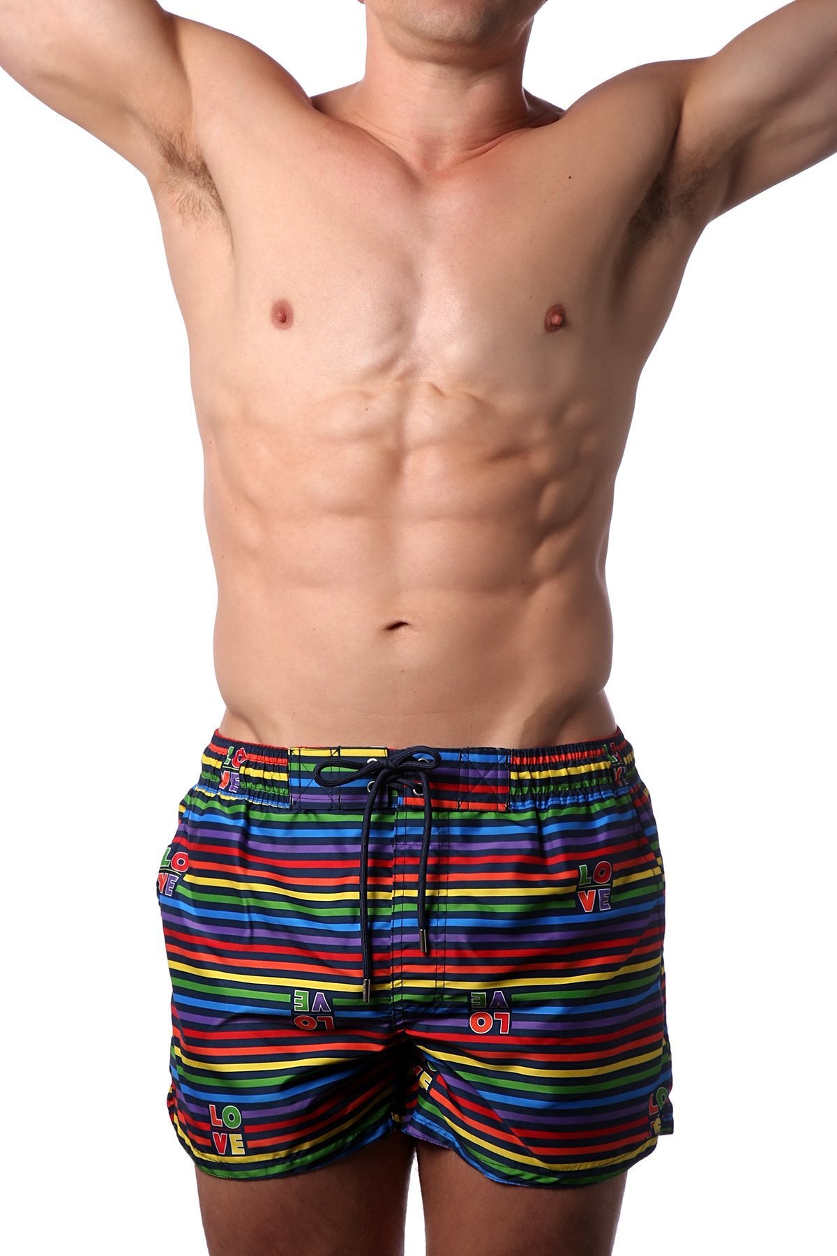 2(x)ist Essential Ibiza Rainbow-print Swim Shorts Love Stripe