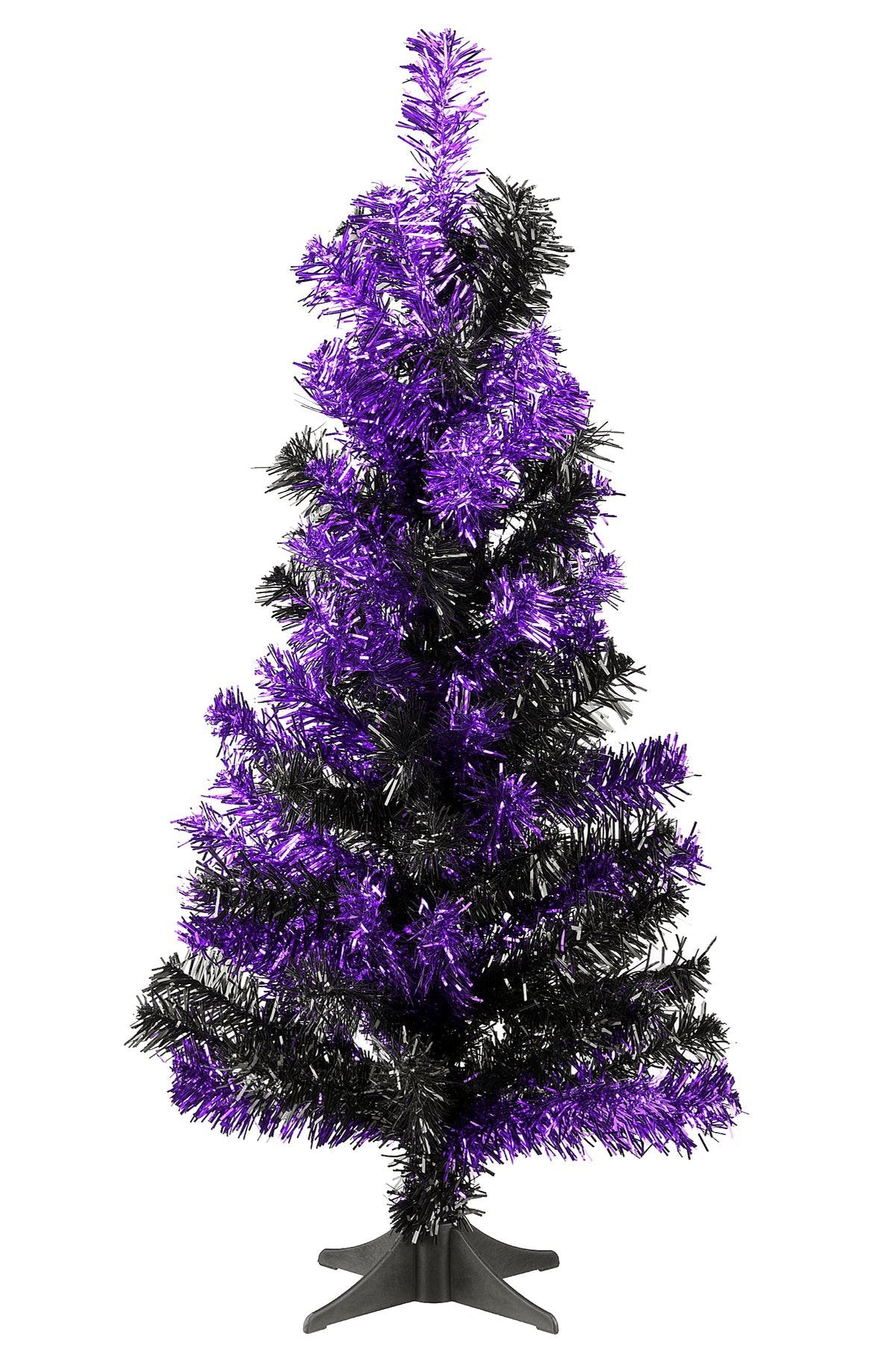 24" Purple and Black Tinsel Tree