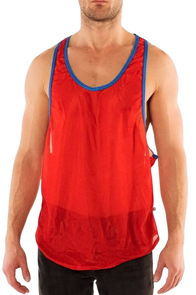 A J Competitor Track Muscle Tank Red / Royal 8015