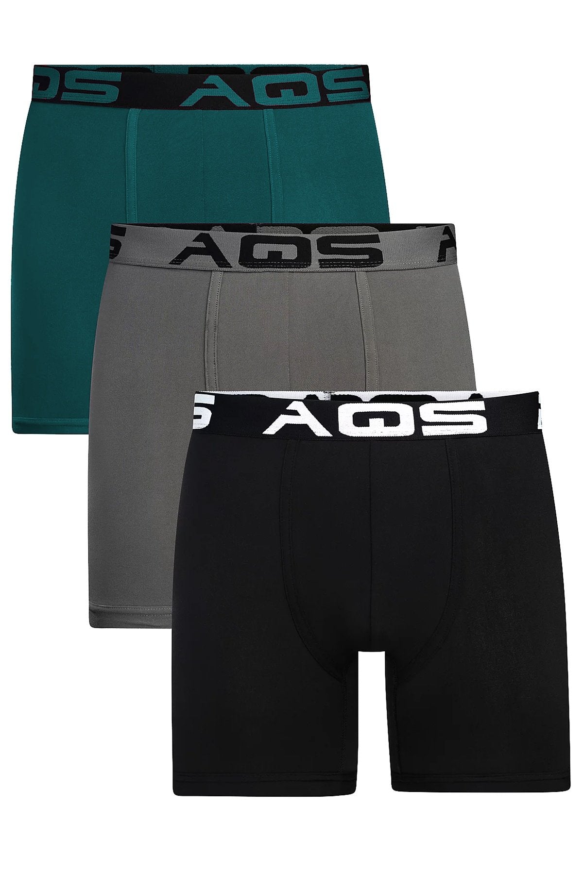 AQS Black/Teal/Grey Boxer Brief 3-Pack