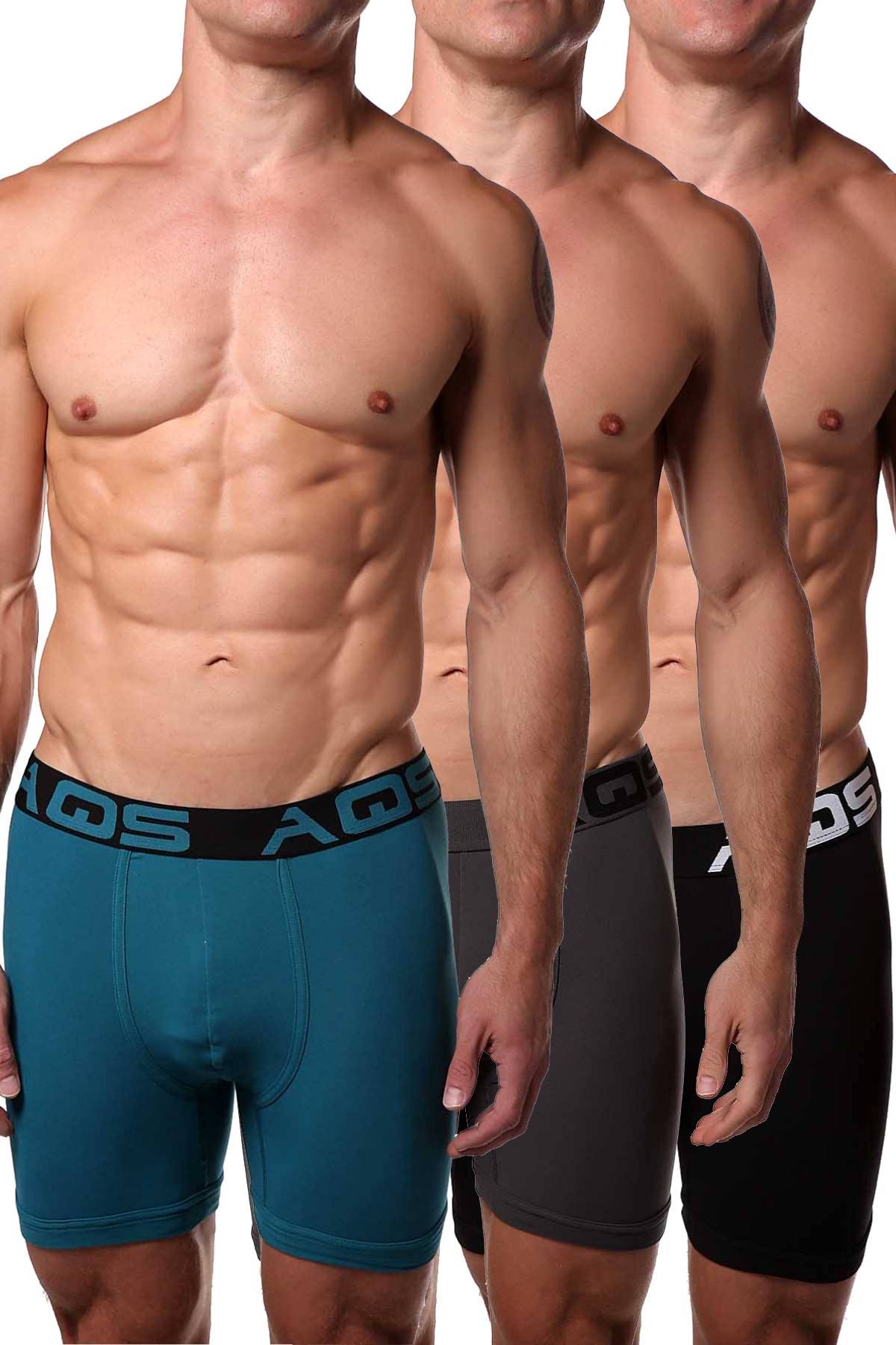 AQS Black/Teal/Grey Boxer Brief 3-Pack