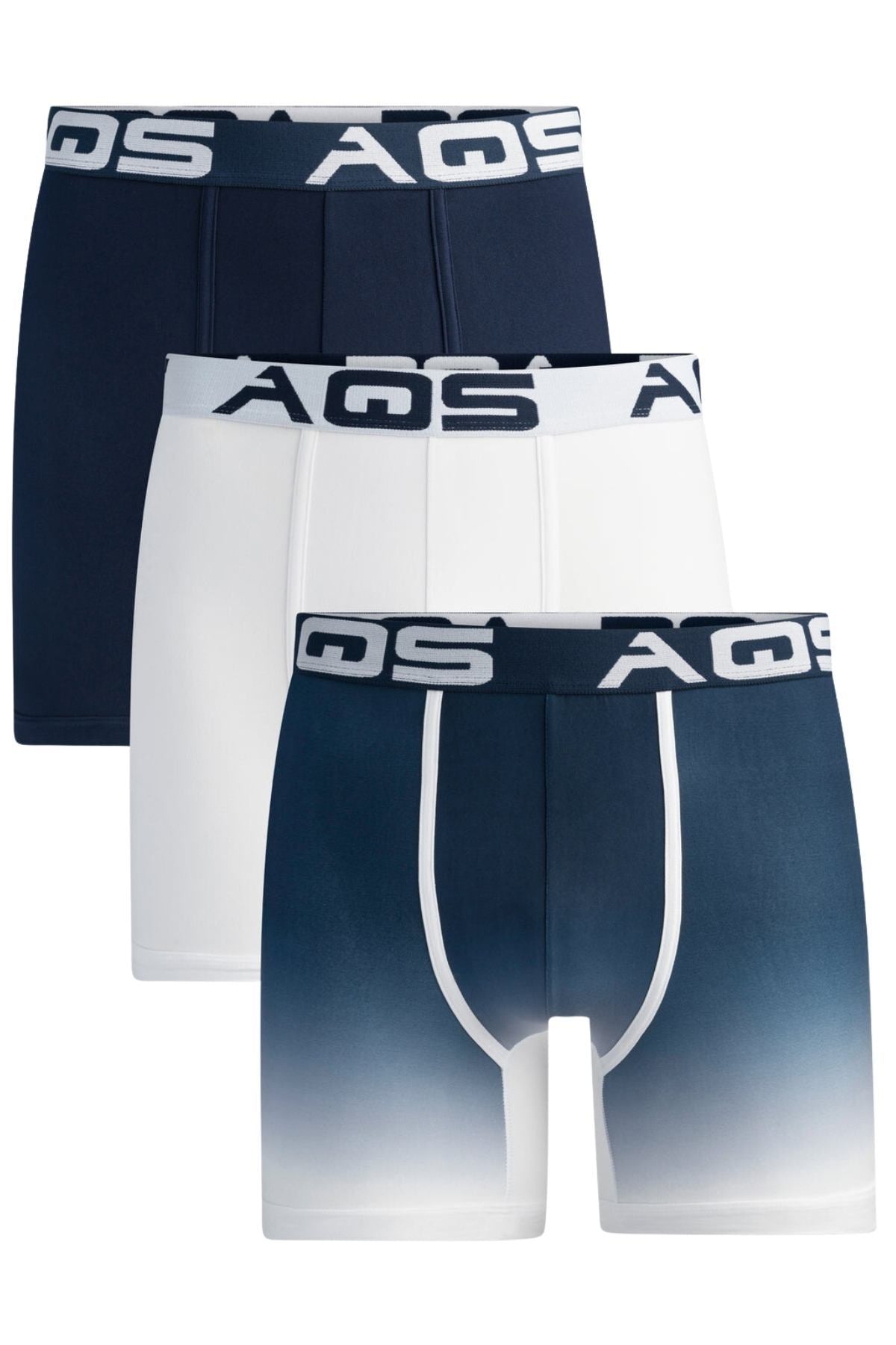 AQS Blue and White Ombre 3-Pack Boxer Briefs