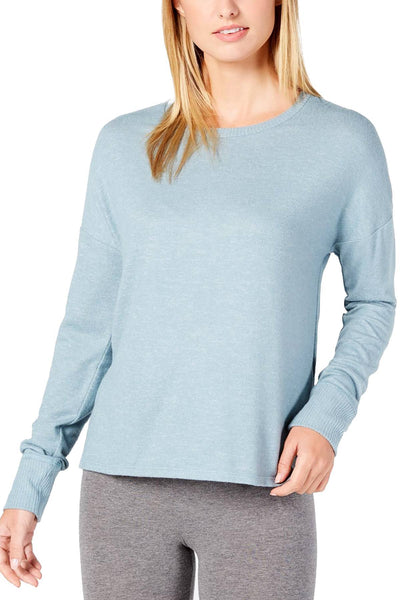 Alfani Brushed Hacci Knit Pajama Top in Azure Mist Heather