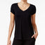 Alfani Chiffon Trimmed Knit Pajama Top in Classic Black