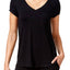 Alfani Chiffon Trimmed Knit Pajama Top in Classic Black