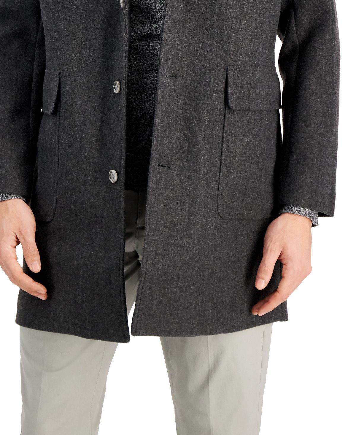 Alfani Knit Topcoat Charcoal Heather