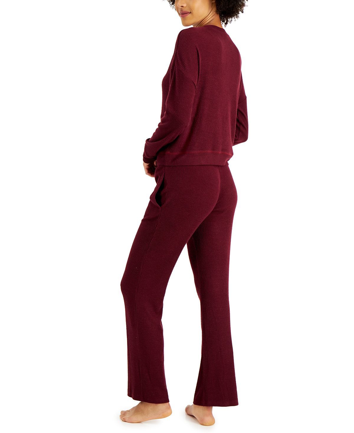 Alfani Ribbed Wide Leg Pajama Set Port Royale