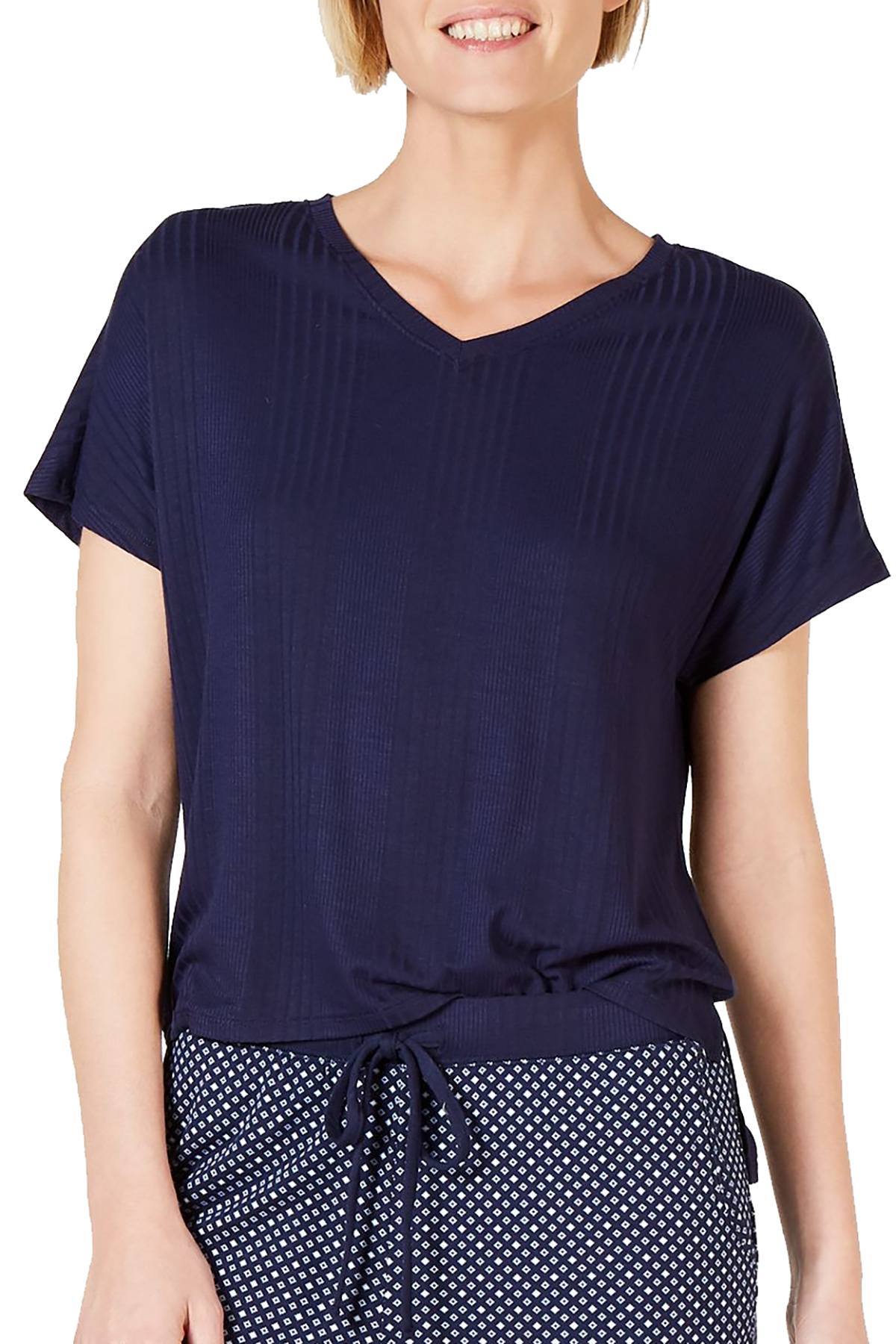 Alfani Super Soft Ribbed Pajama Top in Ink Blue