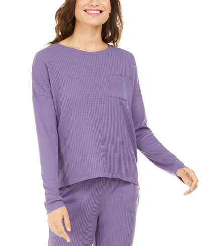 Alfani Thermal Pajama Top Plum Garden