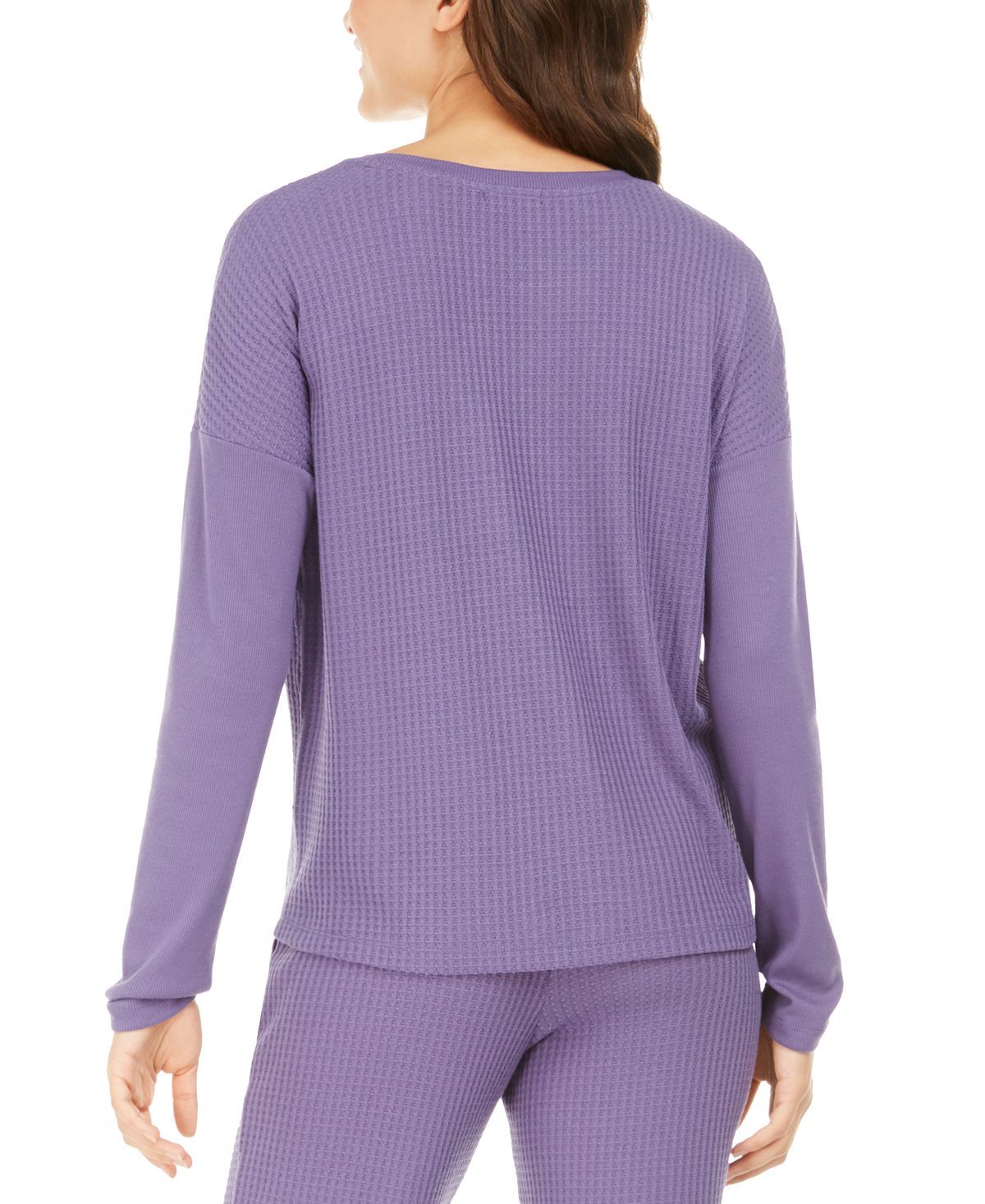 Alfani Thermal Pajama Top Plum Garden