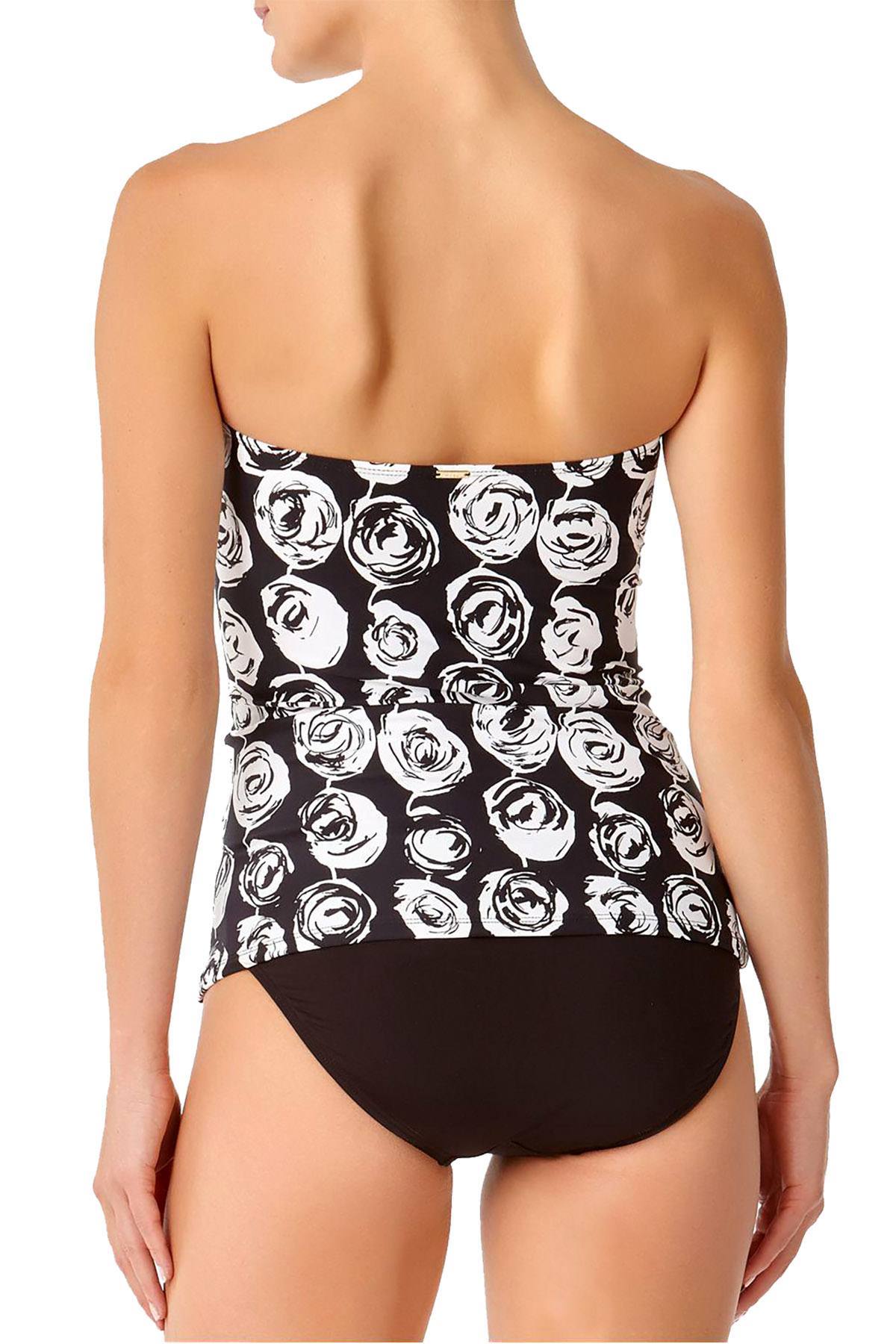 Anne Cole 'Coming Up Roses' Twisted/Shirred Tankini Top in Black/White