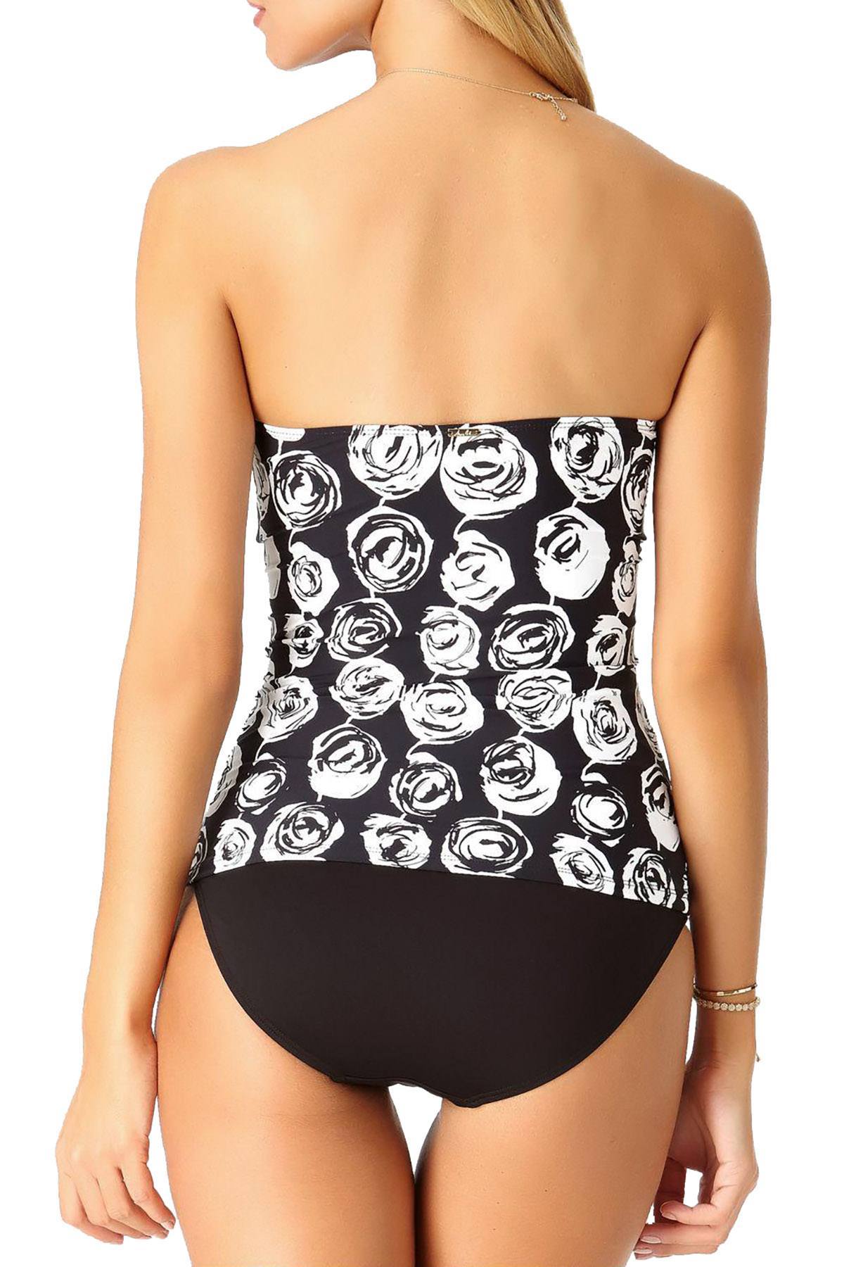 Anne Cole 'Coming Up Roses' Twisted/Shirred Tankini Top in Black/White