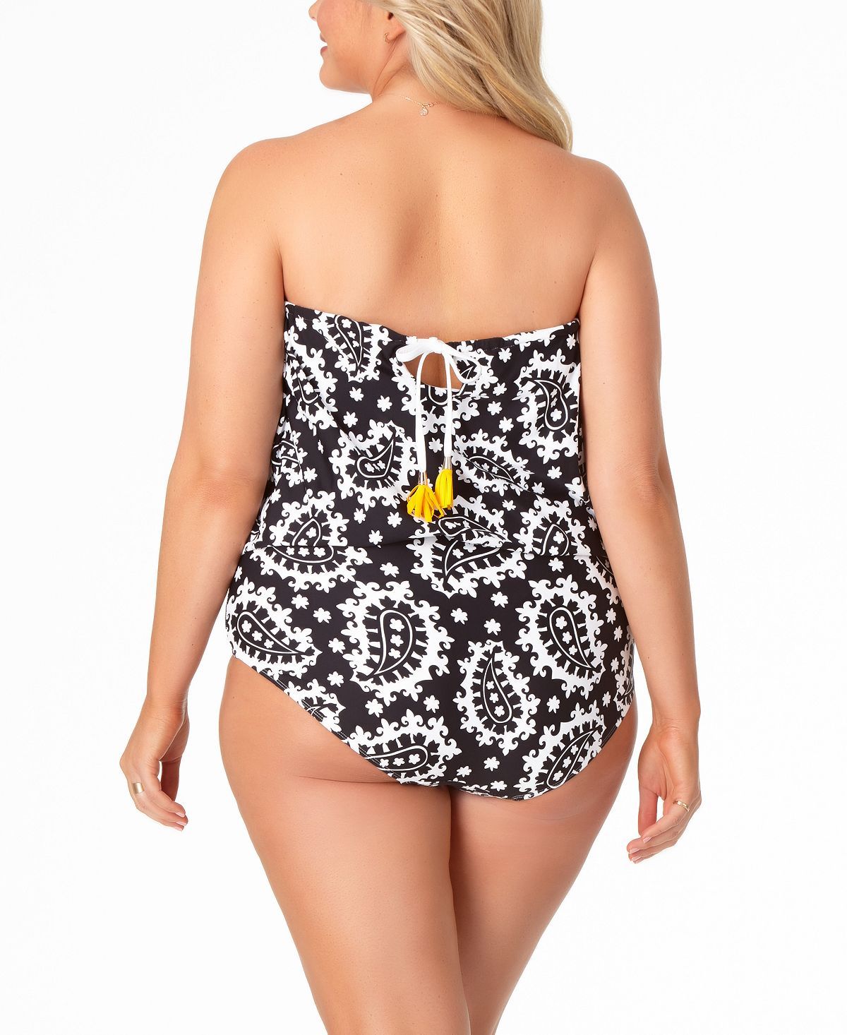 Anne Cole Plus Riviera Paisley Blouson Strapless One-piece Swimsuit Riviera Paisley