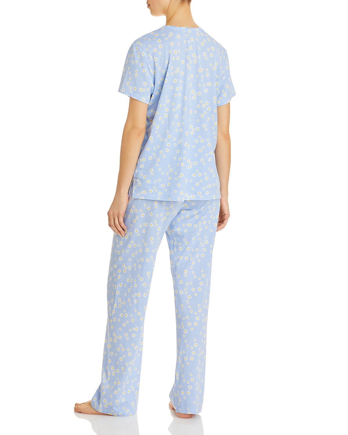 Aqua Floral Print Pajama Set Light Blue