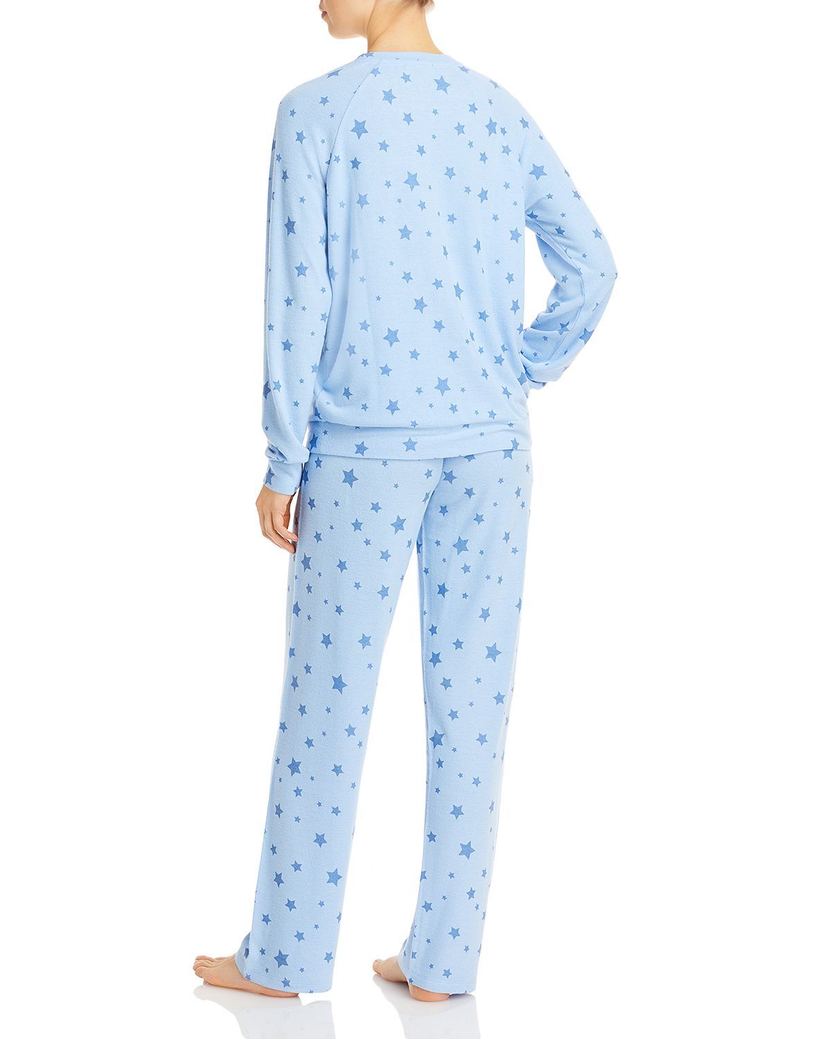 Aqua Star Print Pajama Set Light Blue