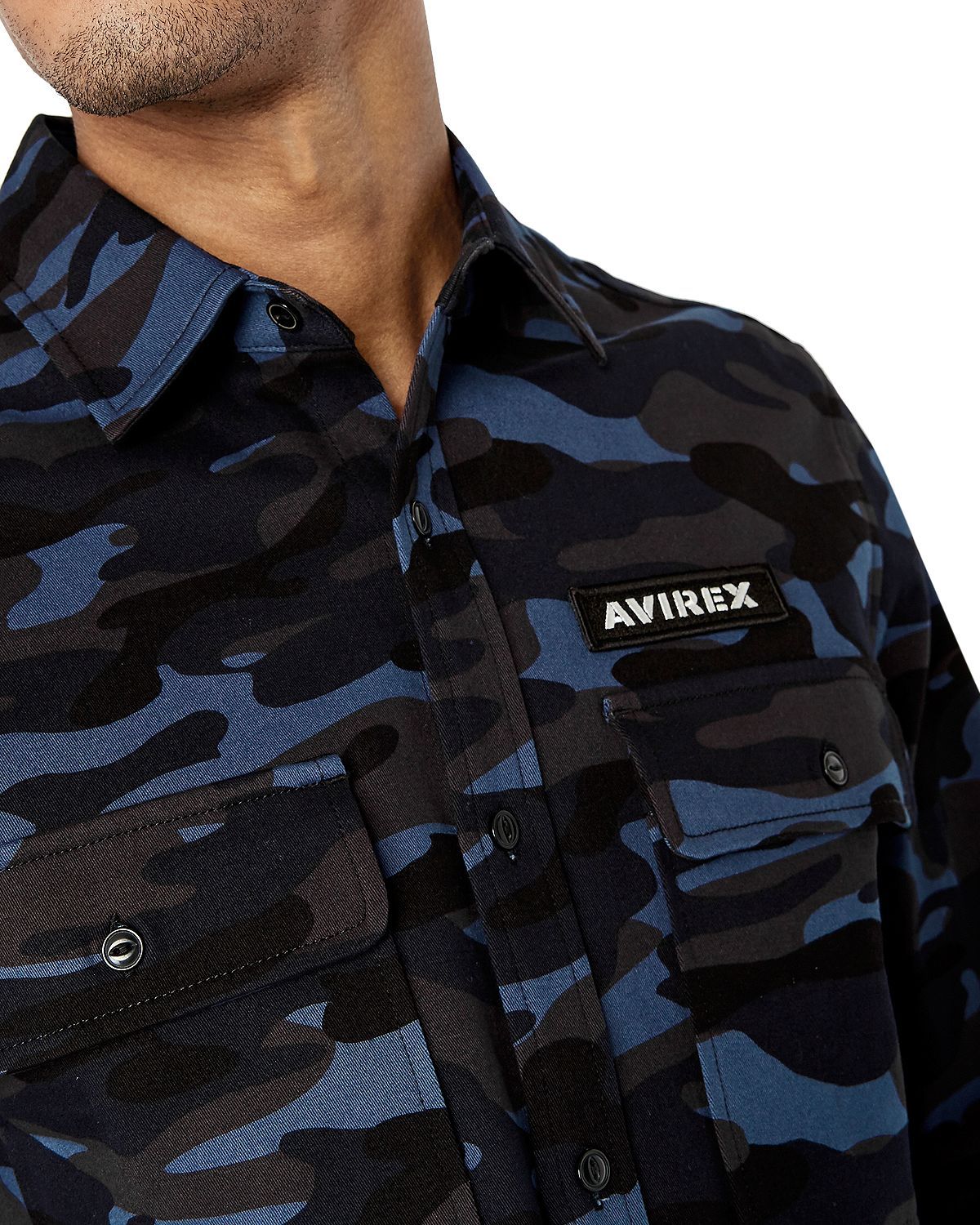 Avirex Camo Slim Fit Shirt Navy Camo