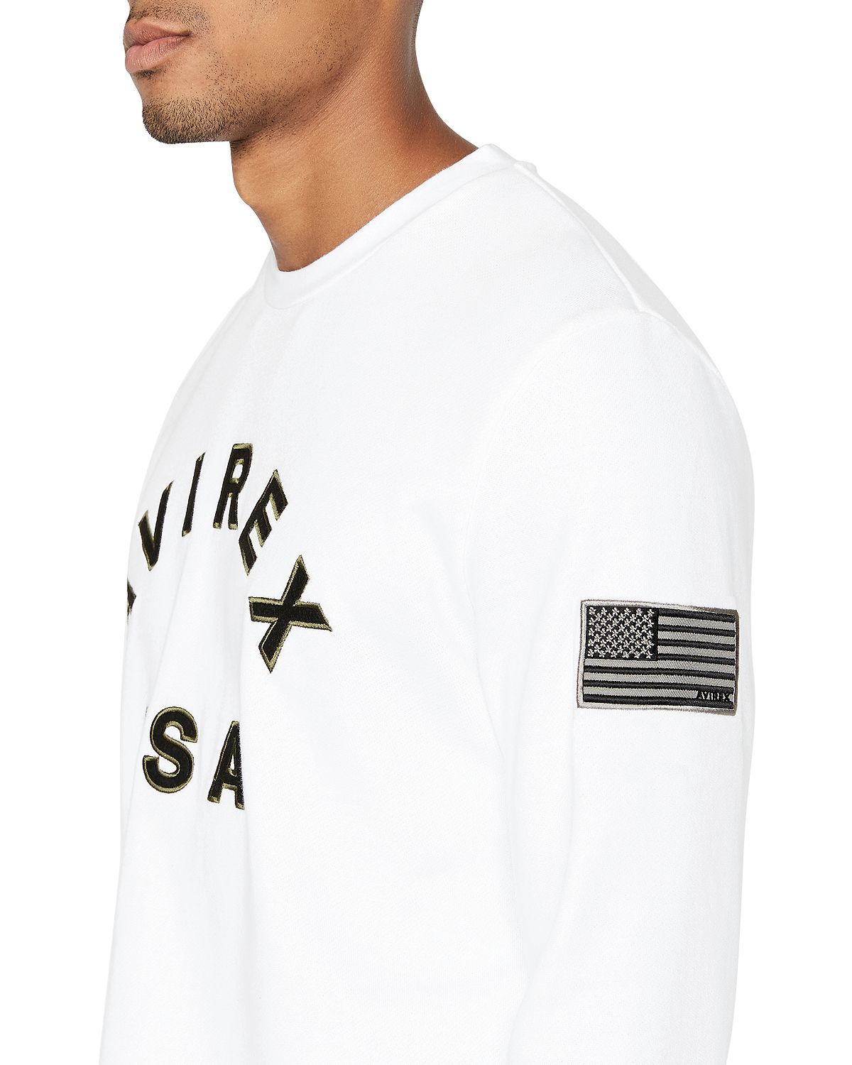 Avirex Patchwork Embroidered-logo Sweatshirt White