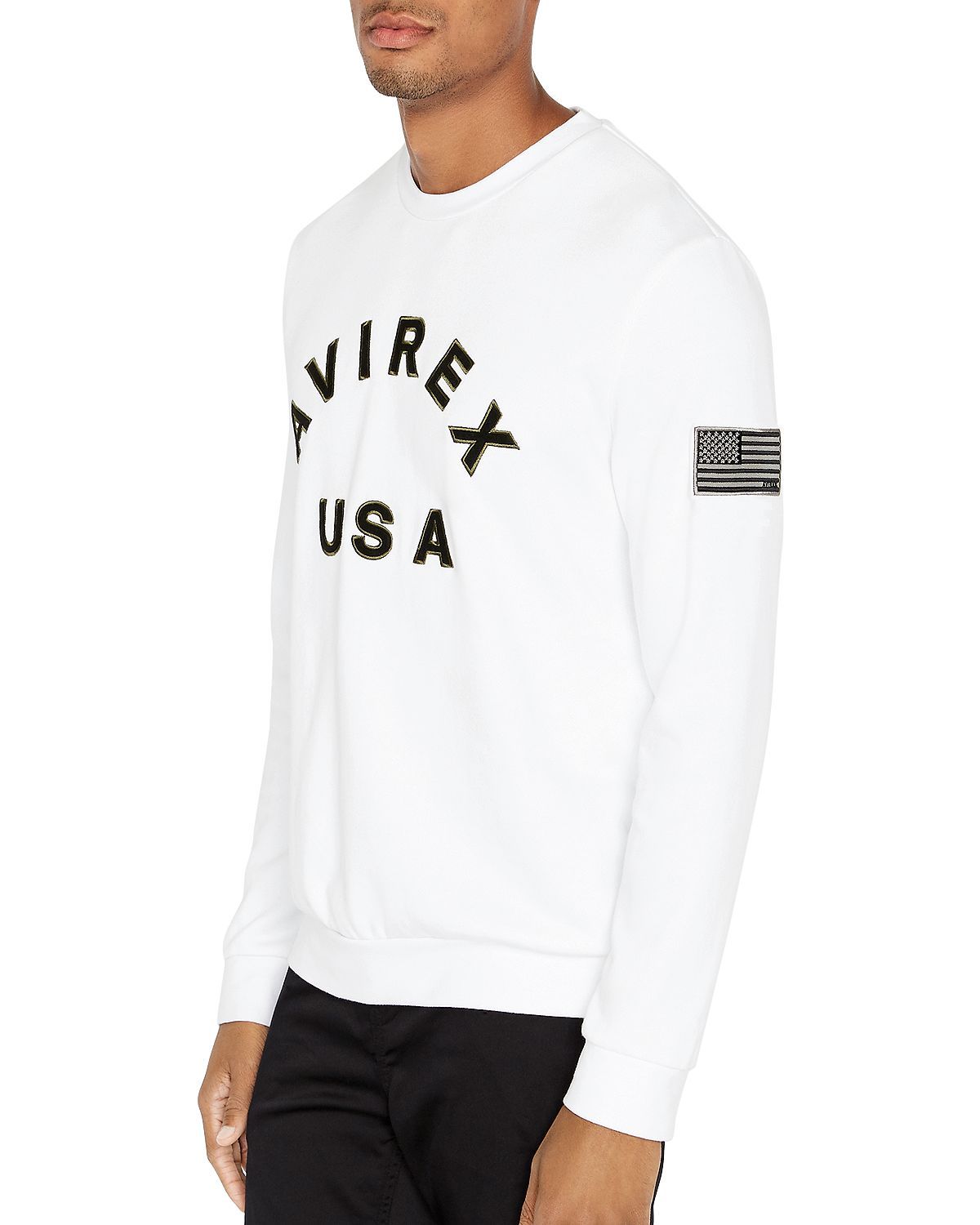 Avirex Patchwork Embroidered-logo Sweatshirt White