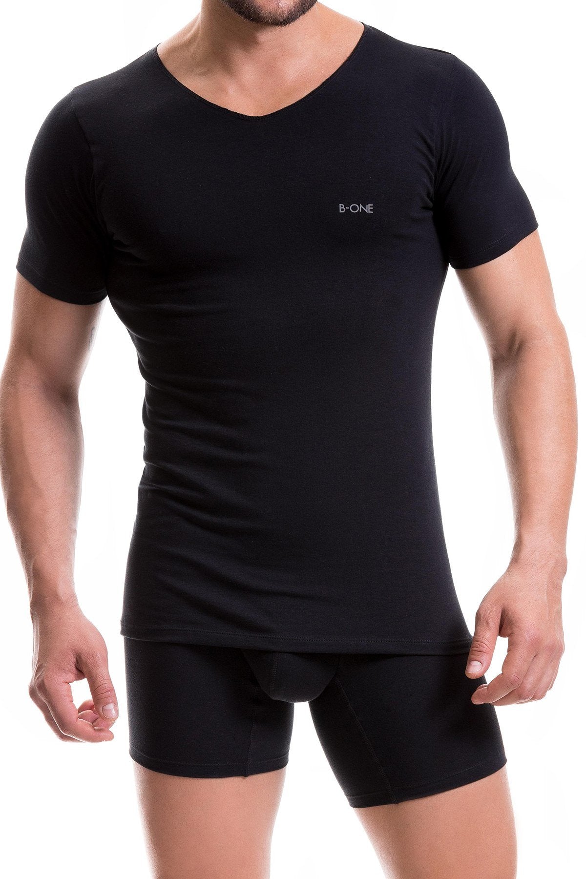 B-One by JOR Black Fresh V-Neck Tee