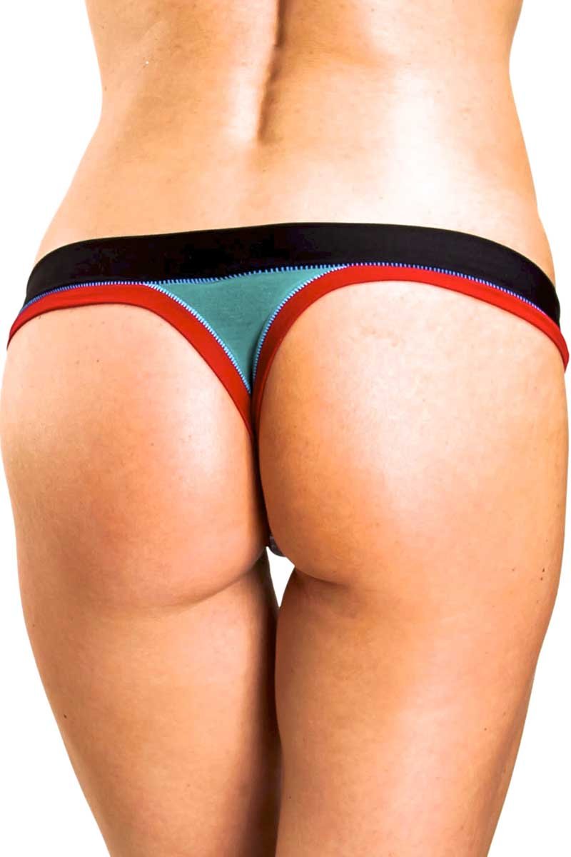 Bamboo Black/Red Thong Panty / Swim Bottom