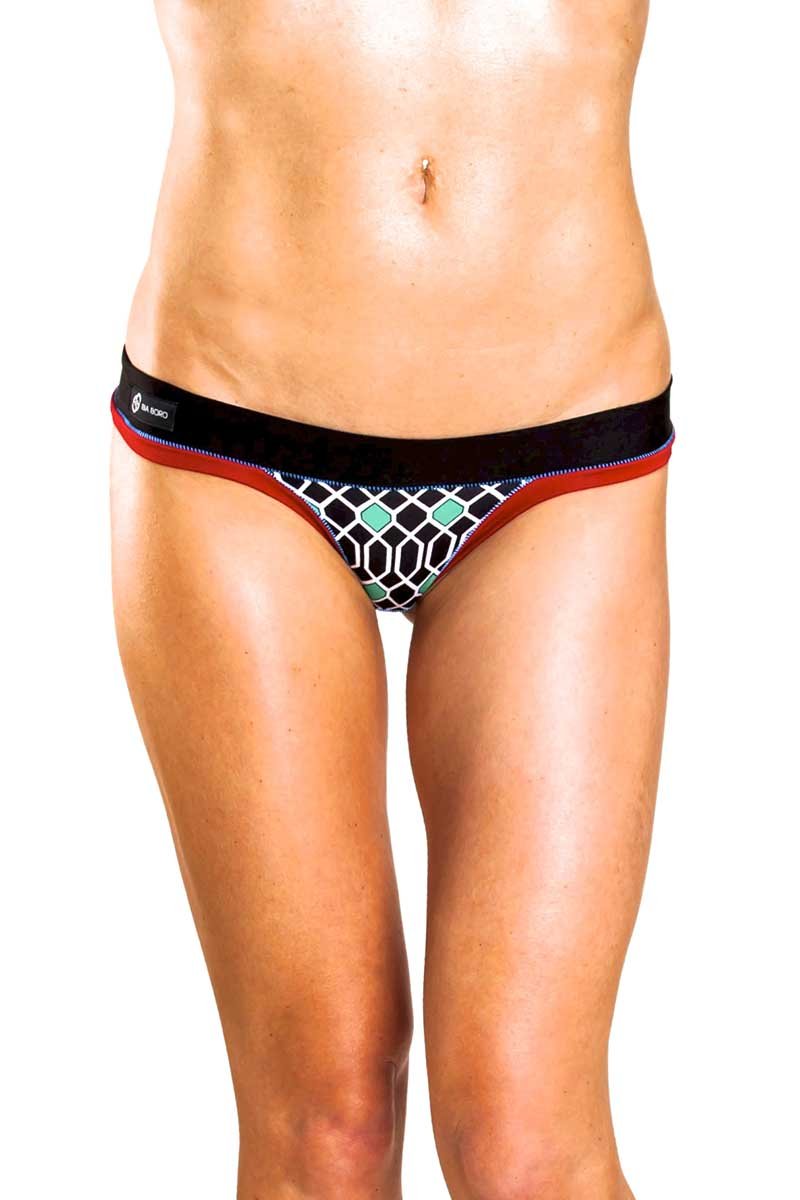 Bamboo Black/Red Thong Panty / Swim Bottom