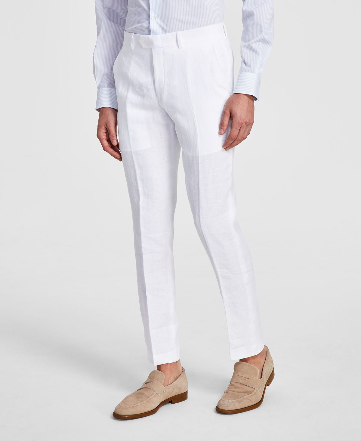 Bar Iii Slim-fit Linen Suit Pants White