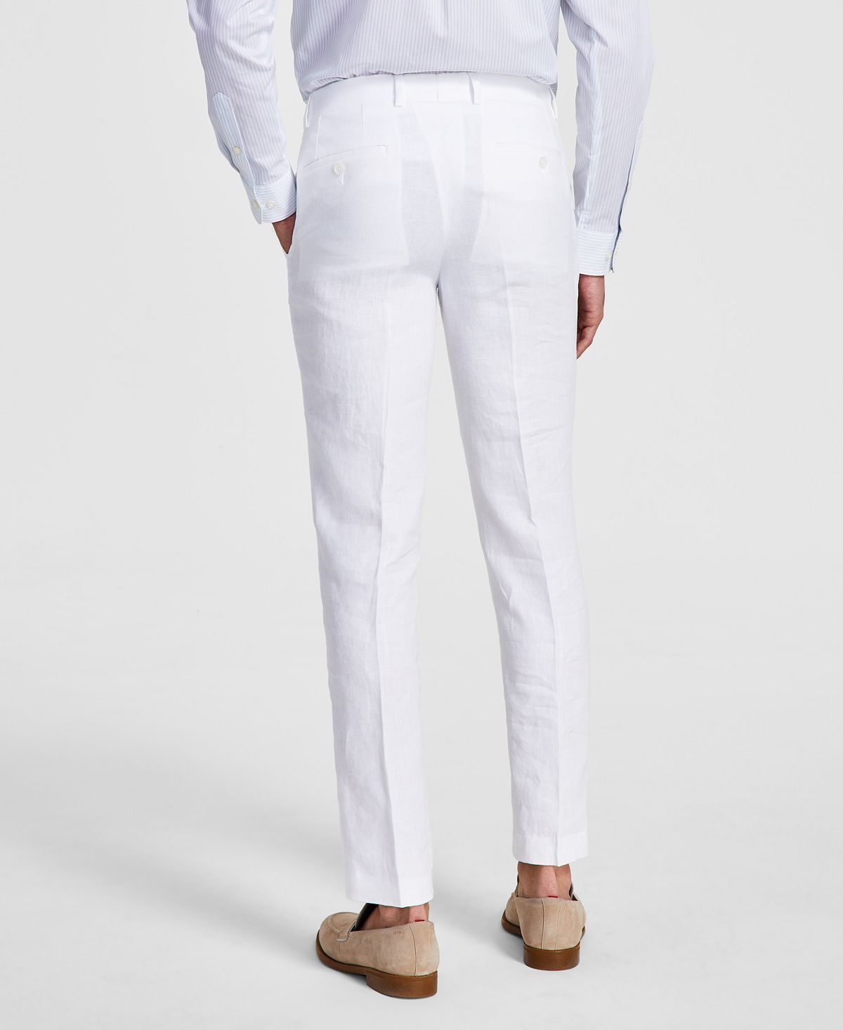 Bar Iii Slim-fit Linen Suit Pants White