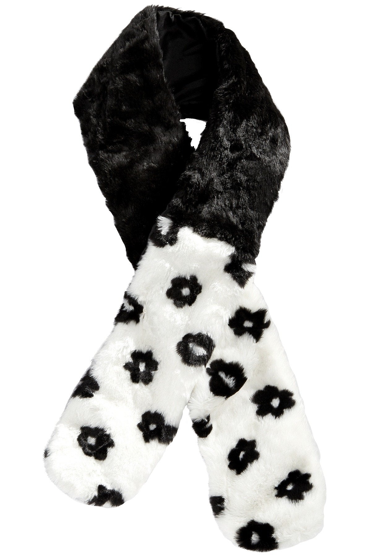 Betsey Johnson Black/White Patchwork Floral Muffler/Scarf