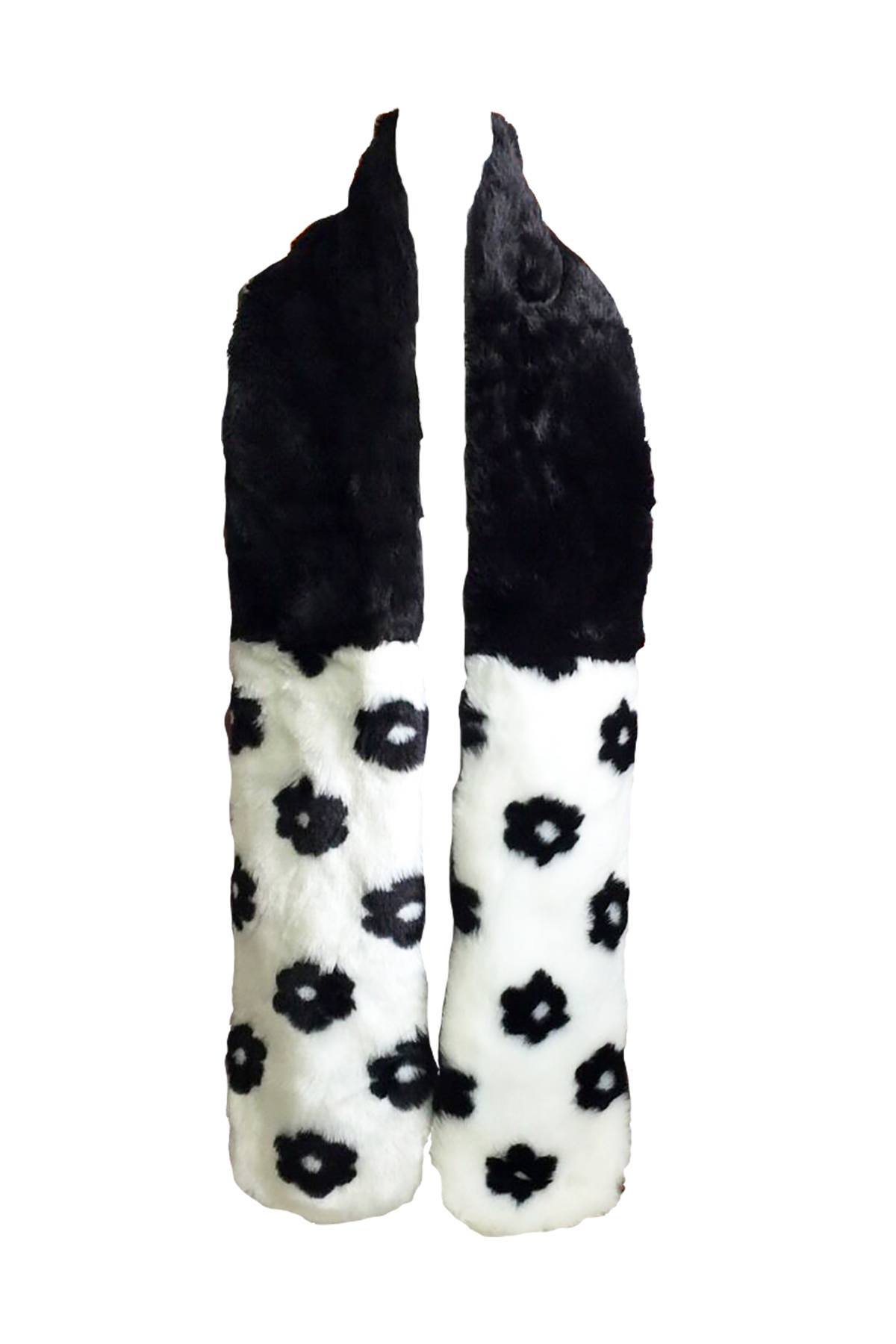 Betsey Johnson Black/White Patchwork Floral Muffler/Scarf