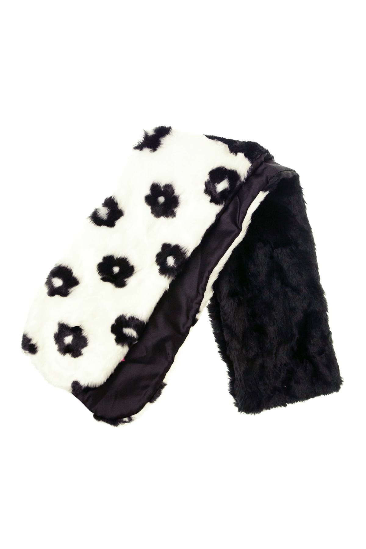 Betsey Johnson Black/White Patchwork Floral Muffler/Scarf