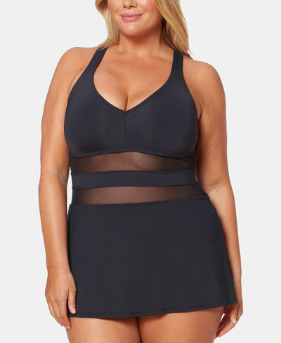 Bleu By Rod Beattie Bleu Rod Beattie Plus Dont Mesh With Me Solid Cross-back Swimdress Black