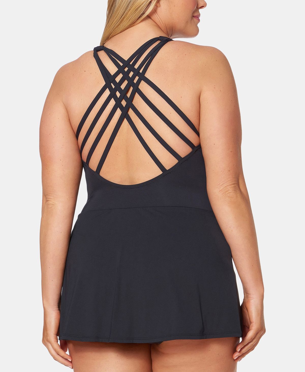 Bleu By Rod Beattie Bleu Rod Beattie Plus Dont Mesh With Me Solid Cross-back Swimdress Black